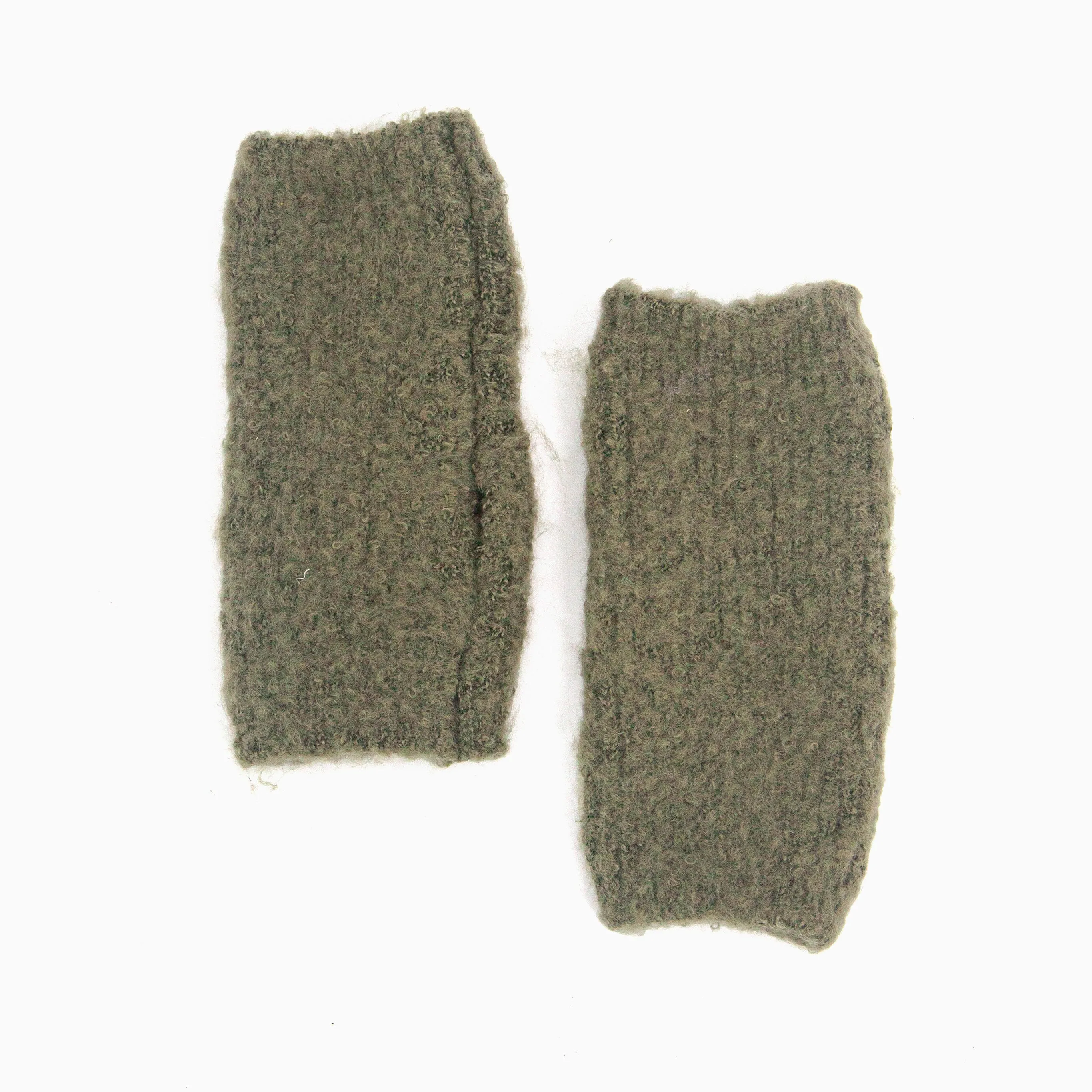 Alexa Textured Wrist Warmers - Khaki, Knitted