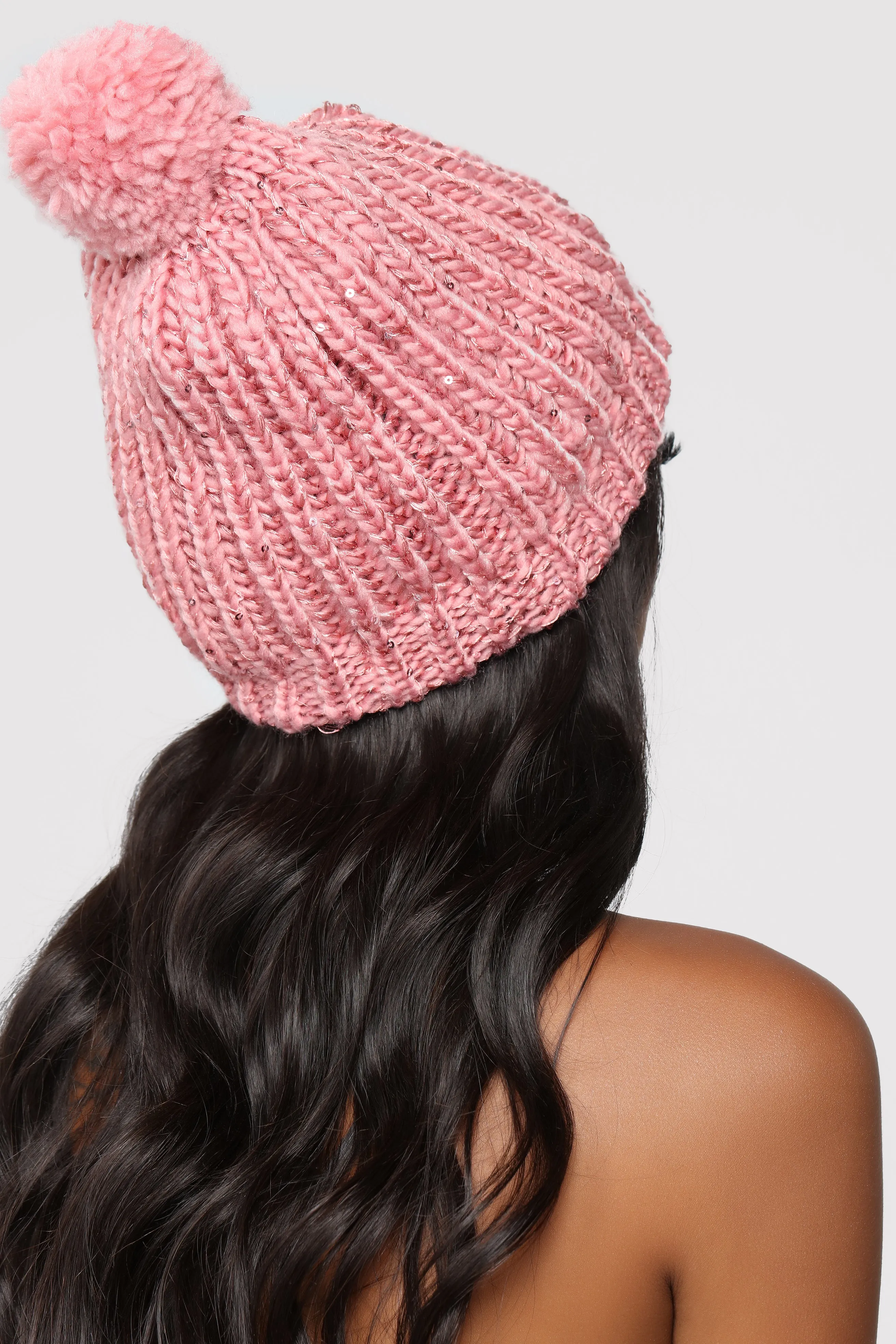 All In Sequins Beanie - Blush