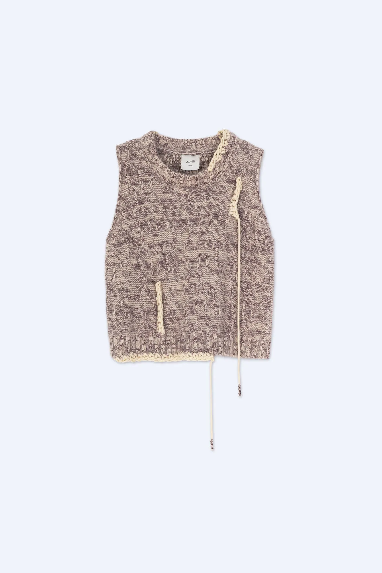 ANGORA KNITTED VEST WITH EMBROIDERY DETAIL