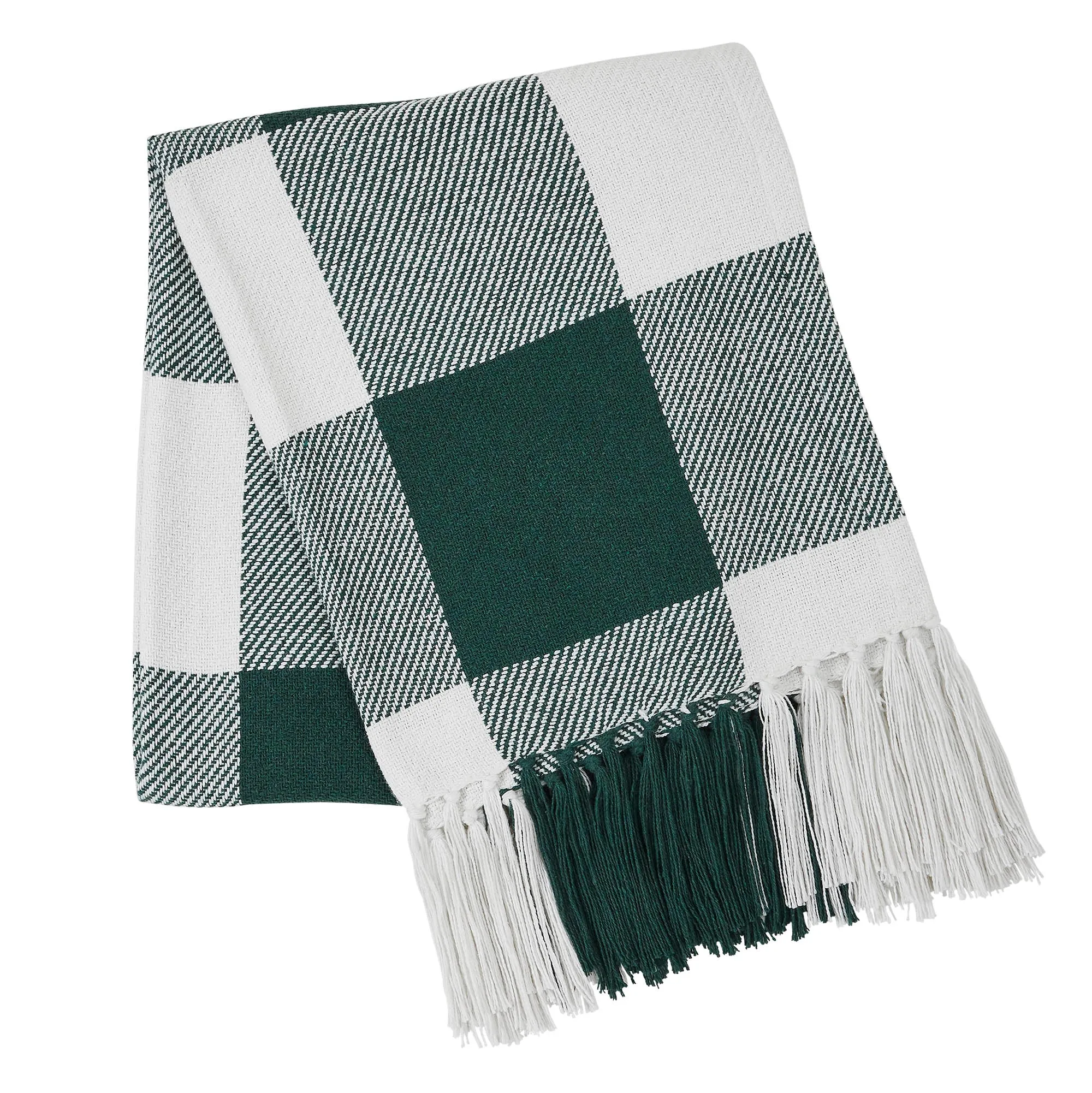 Annie Buffalo Check Hunter Green Woven Throw 50x60