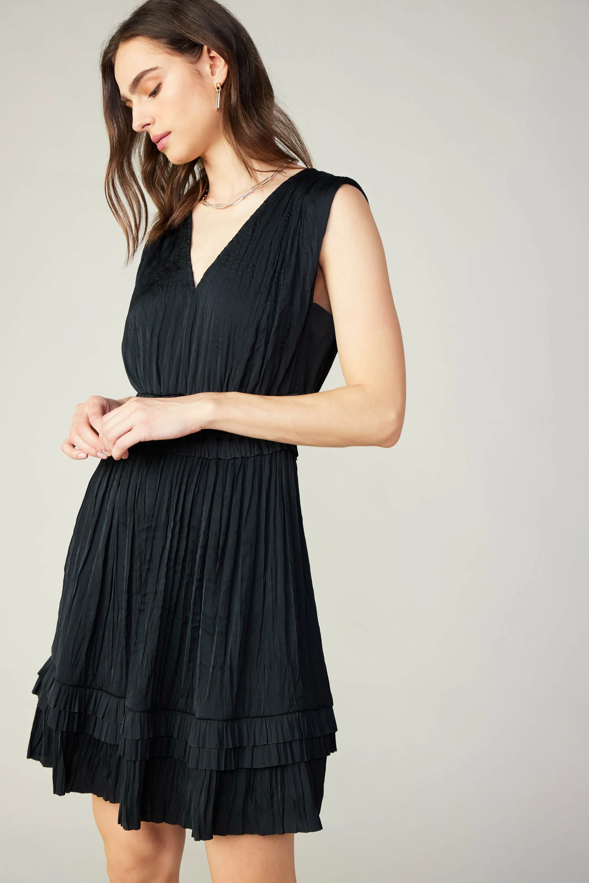 Aurora Crinkle Pleated Mini Dress