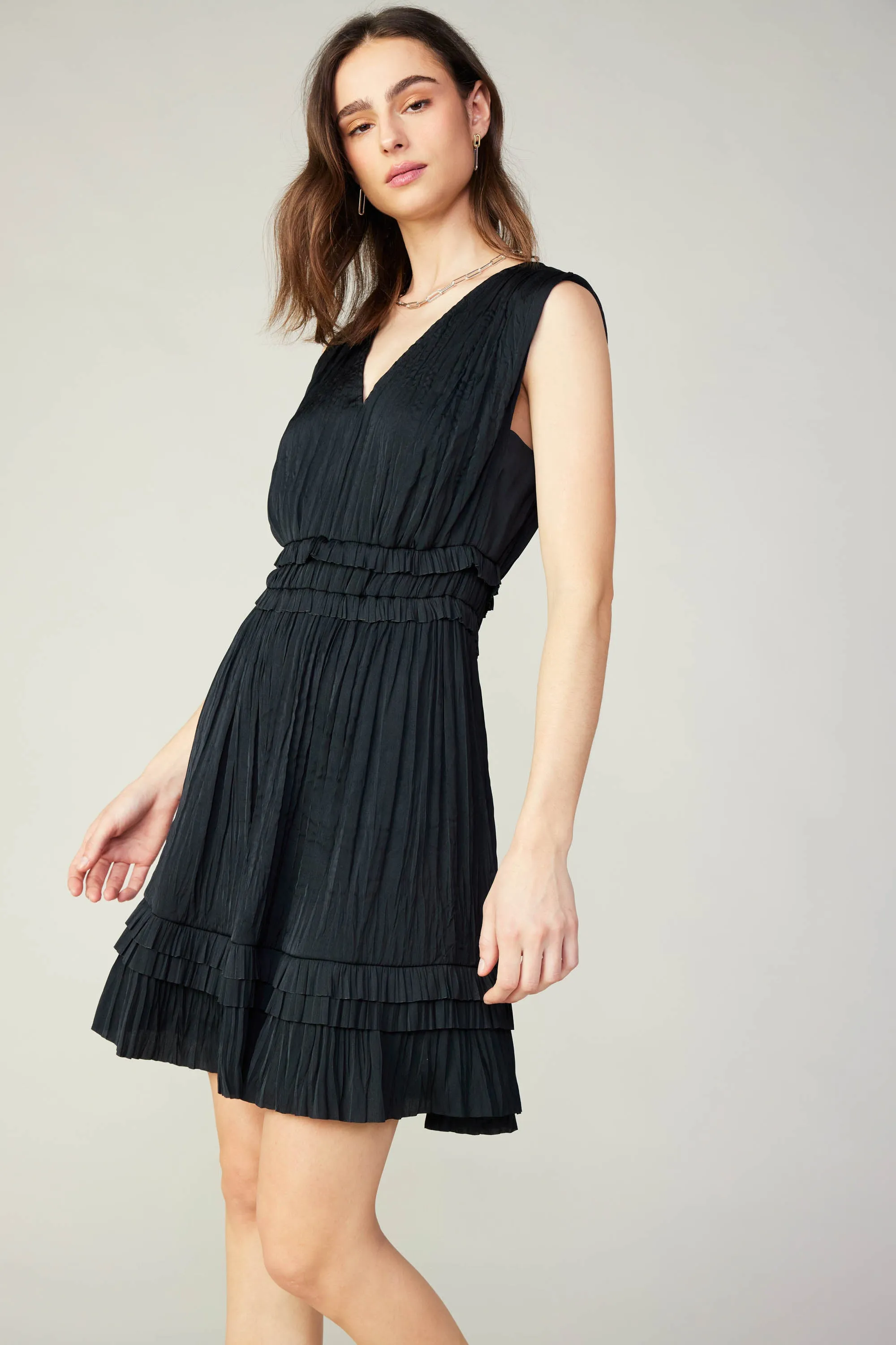 Aurora Crinkle Pleated Mini Dress