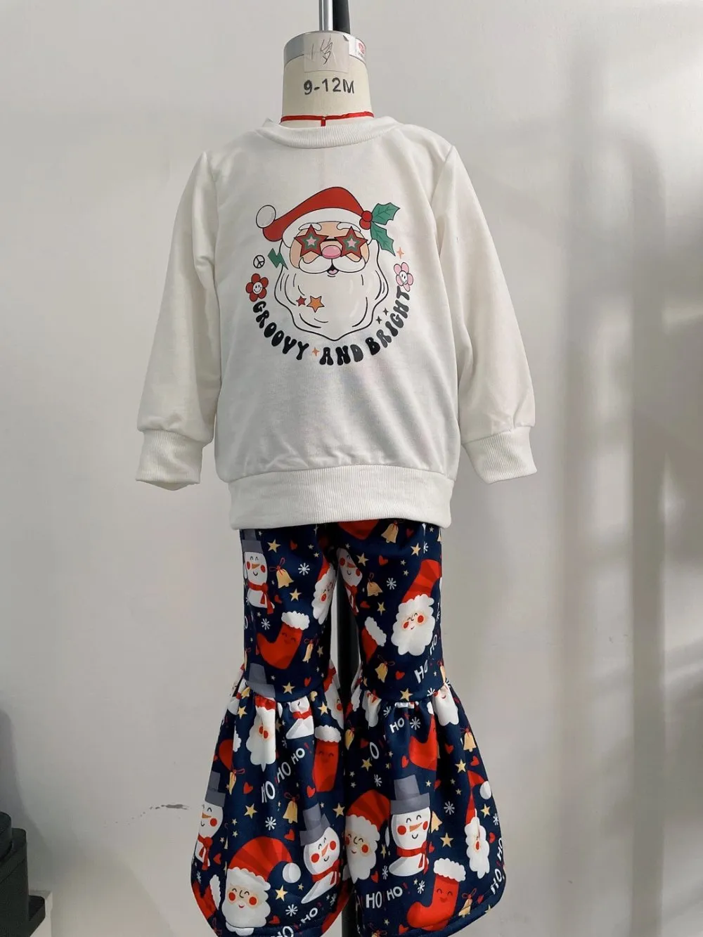 Autumn Christmas Girls Flared Pants Suit Wholesale Girls Clothes