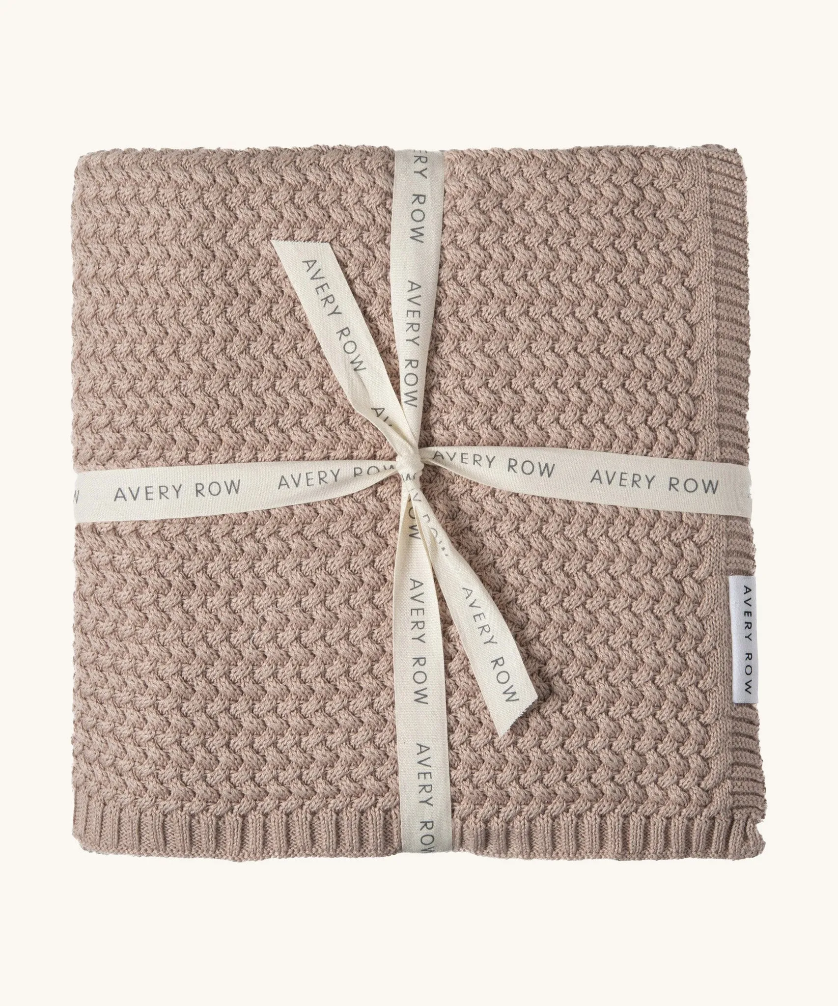 Avery Row Plait Knit Baby Blanket - Dusty Pink