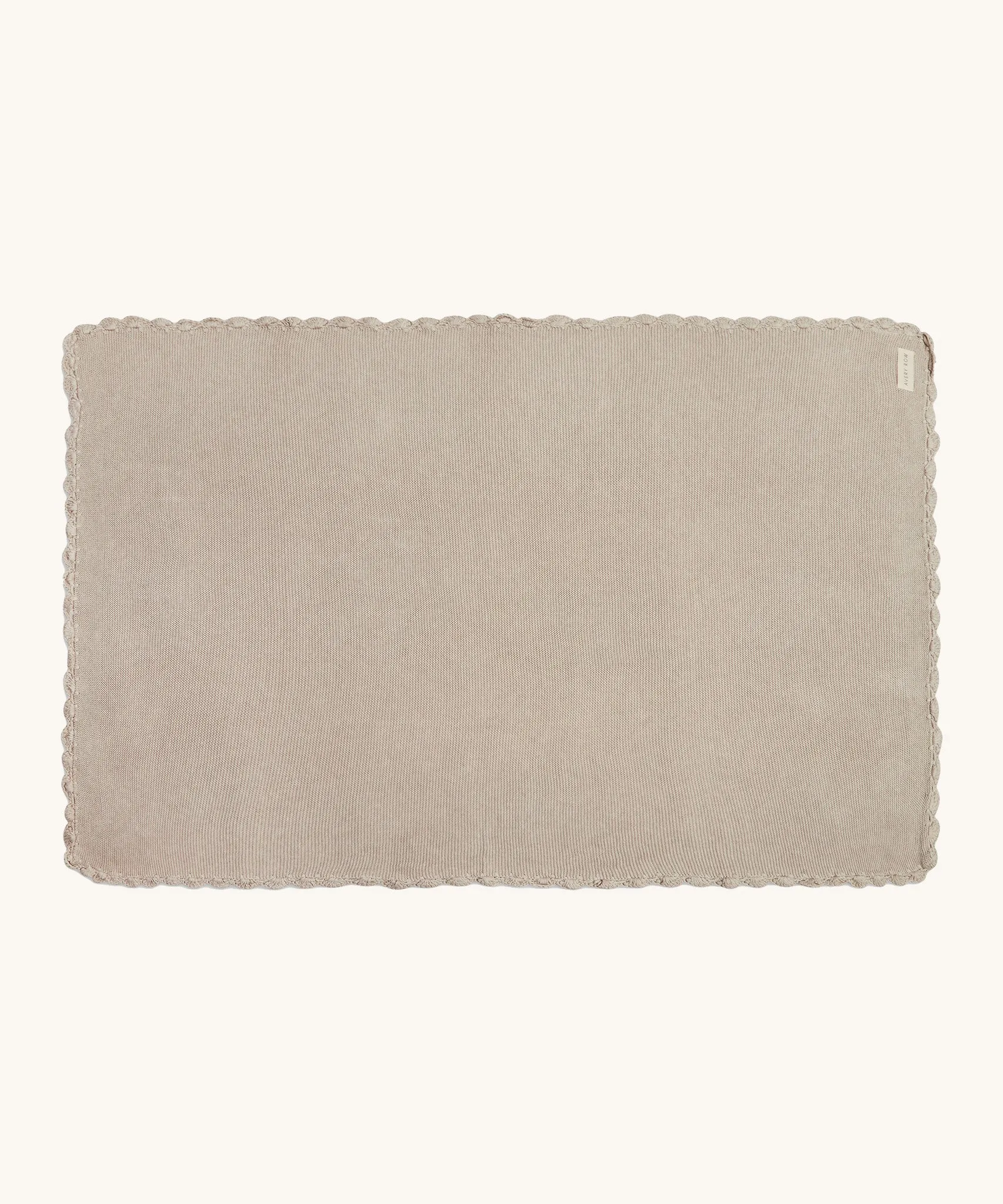 Avery Row Scallop Knit Organic Baby Blanket - Stone