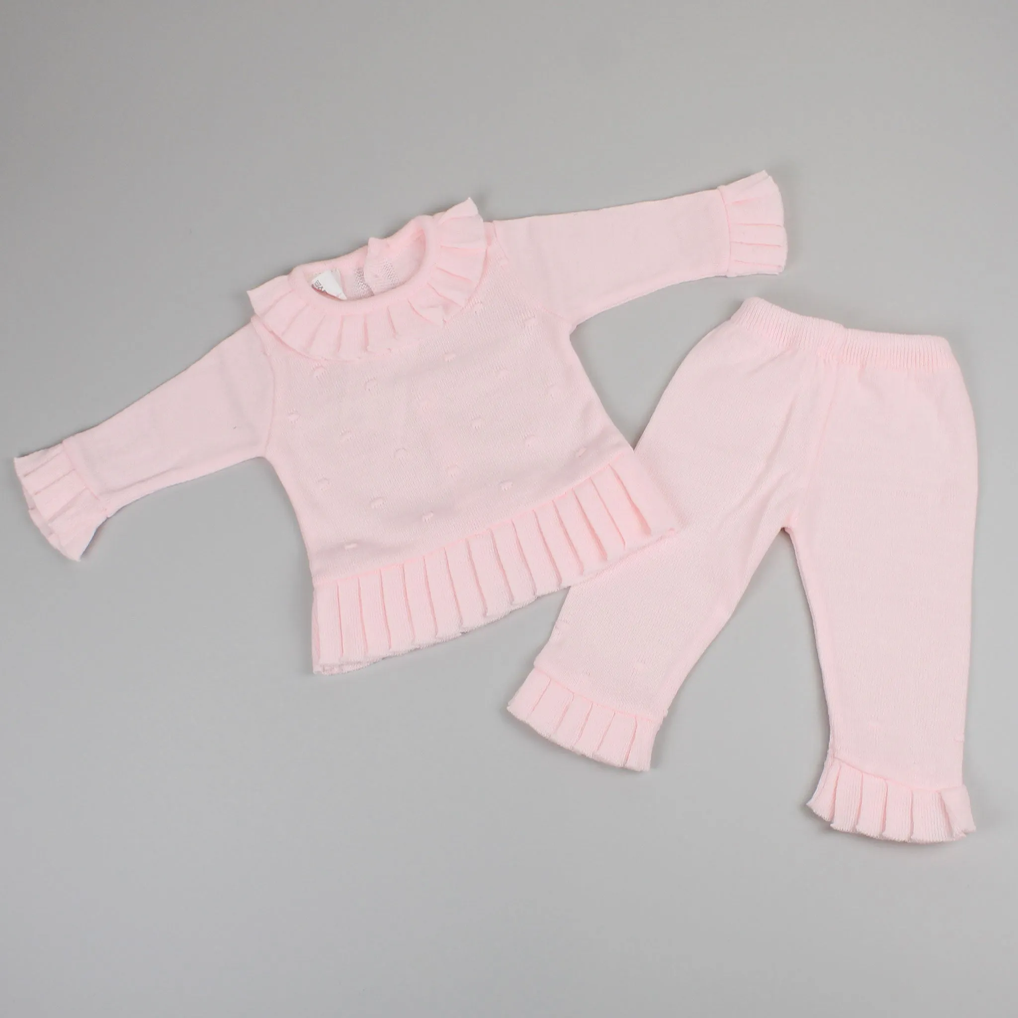 Baby Girls Pink Flared Knitted Jumper and Bottoms