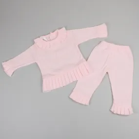 Baby Girls Pink Flared Knitted Jumper and Bottoms