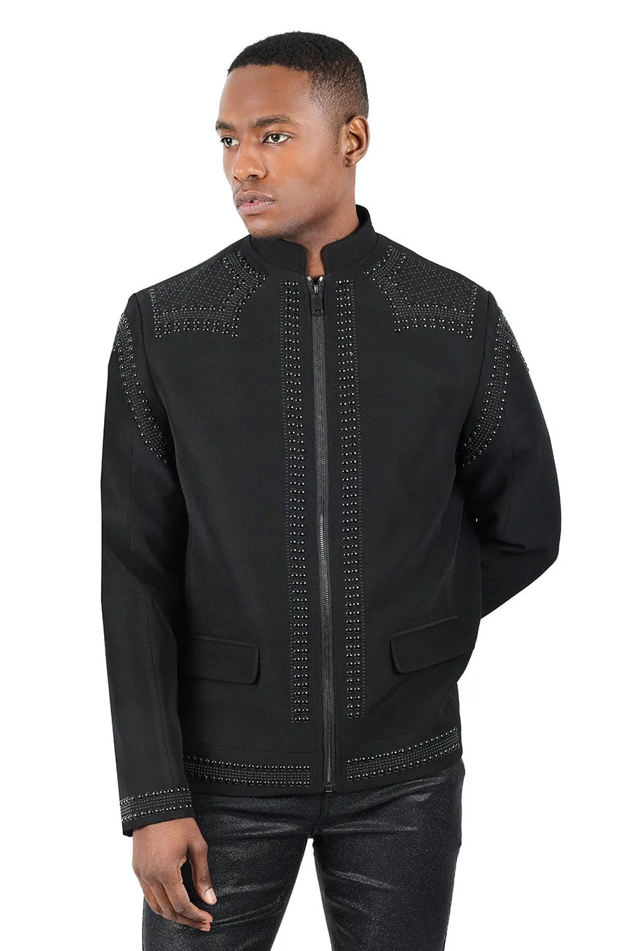 BAD BOY STUDDED MEN'S JACKET BLACK/GOLD | 2BP24