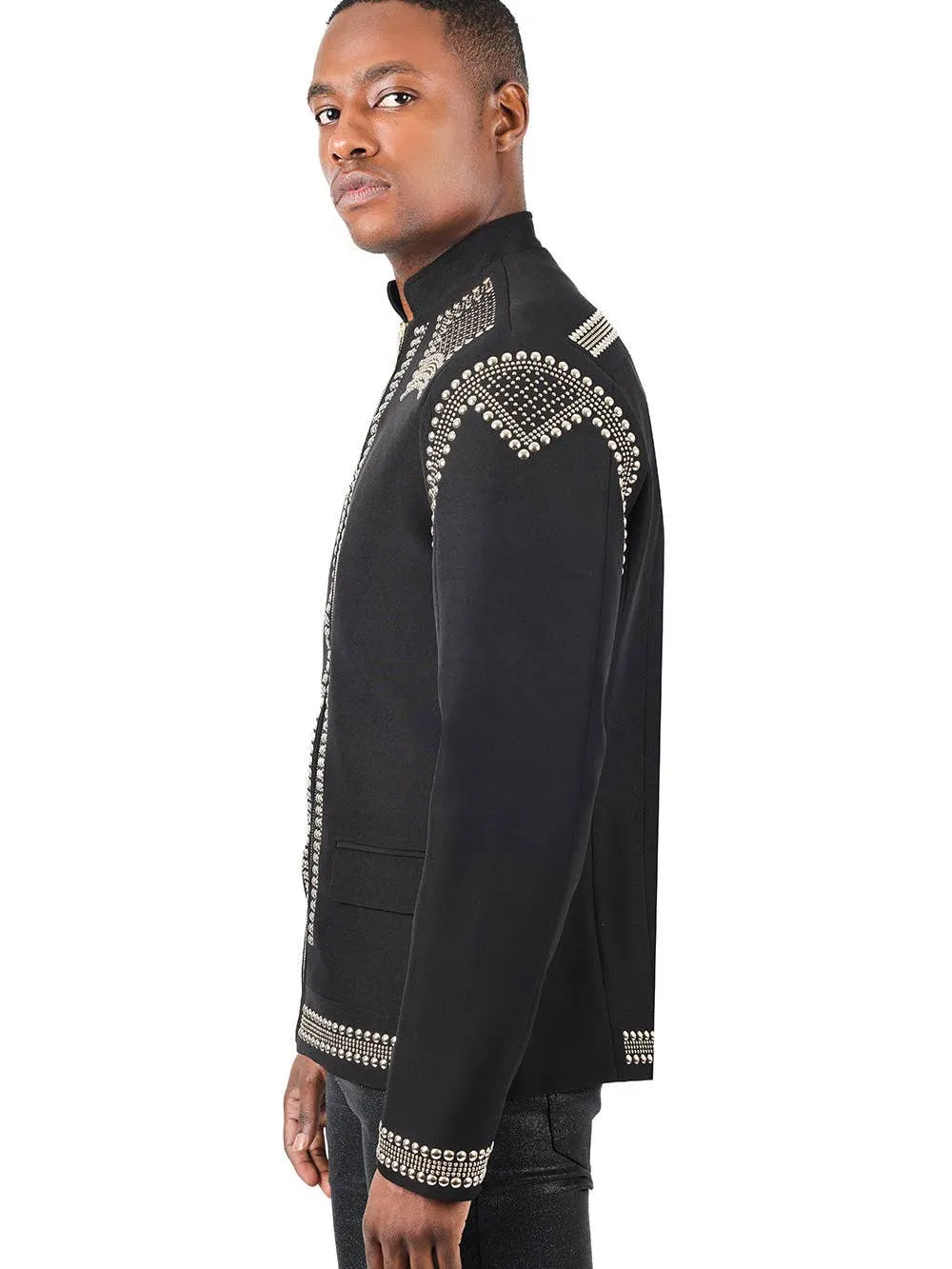 BAD BOY STUDDED MEN'S JACKET BLACK/GOLD | 2BP24