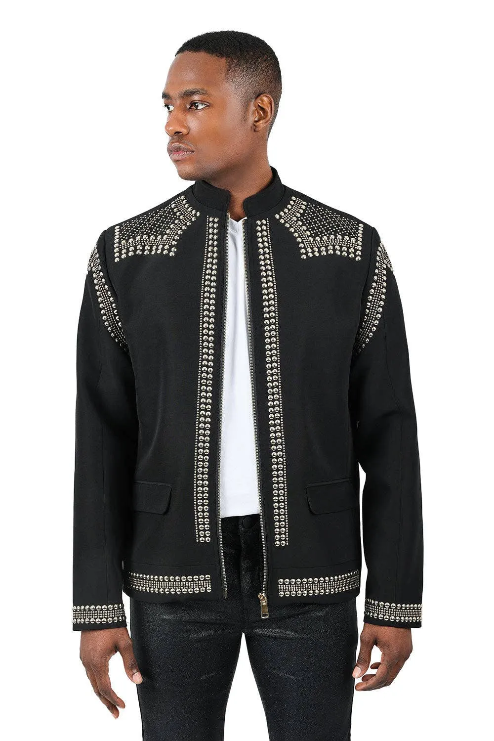 BAD BOY STUDDED MEN'S JACKET BLACK/GOLD | 2BP24