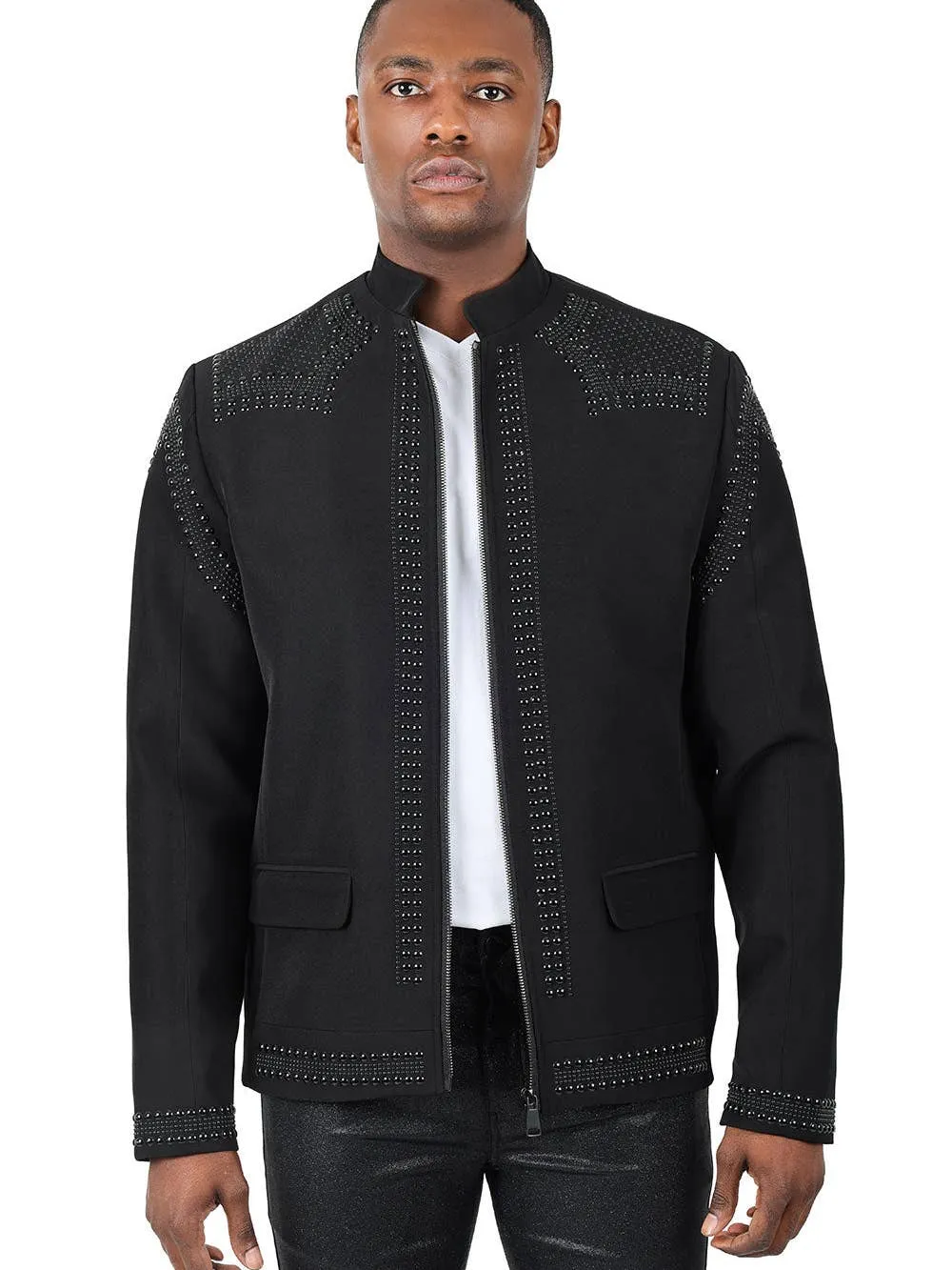 BAD BOY STUDDED MEN'S JACKET BLACK/GOLD | 2BP24