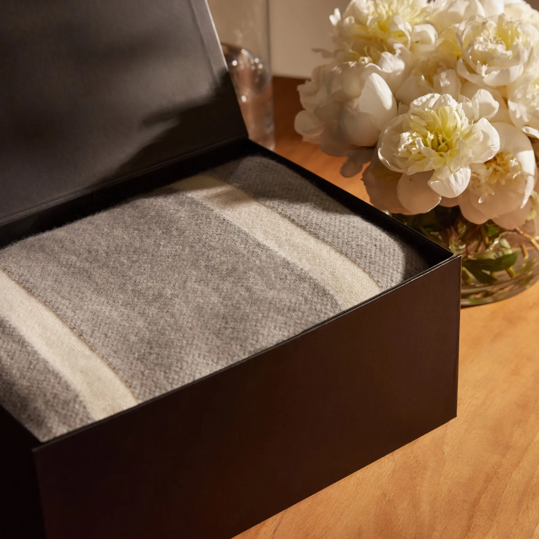 Baja Cashmere Blanket Gift Box - Ivory/Flannel