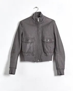 Balenciaga 2008 leather bomber jacket, grey, 10