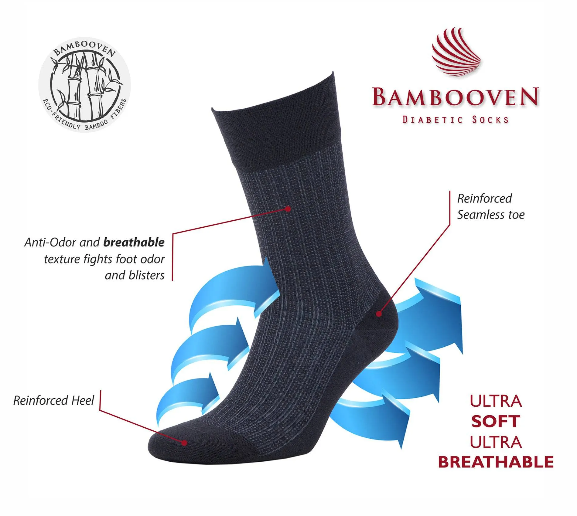 Bambooven Men’s Lightweight Bamboo Dress Socks (3 Pack)