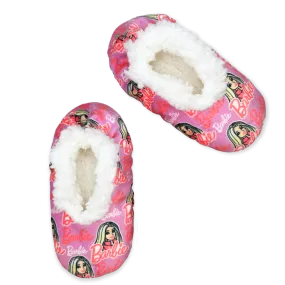 Barbie Patterned Pink Fuzzy Babba Slipper Slipper Sock