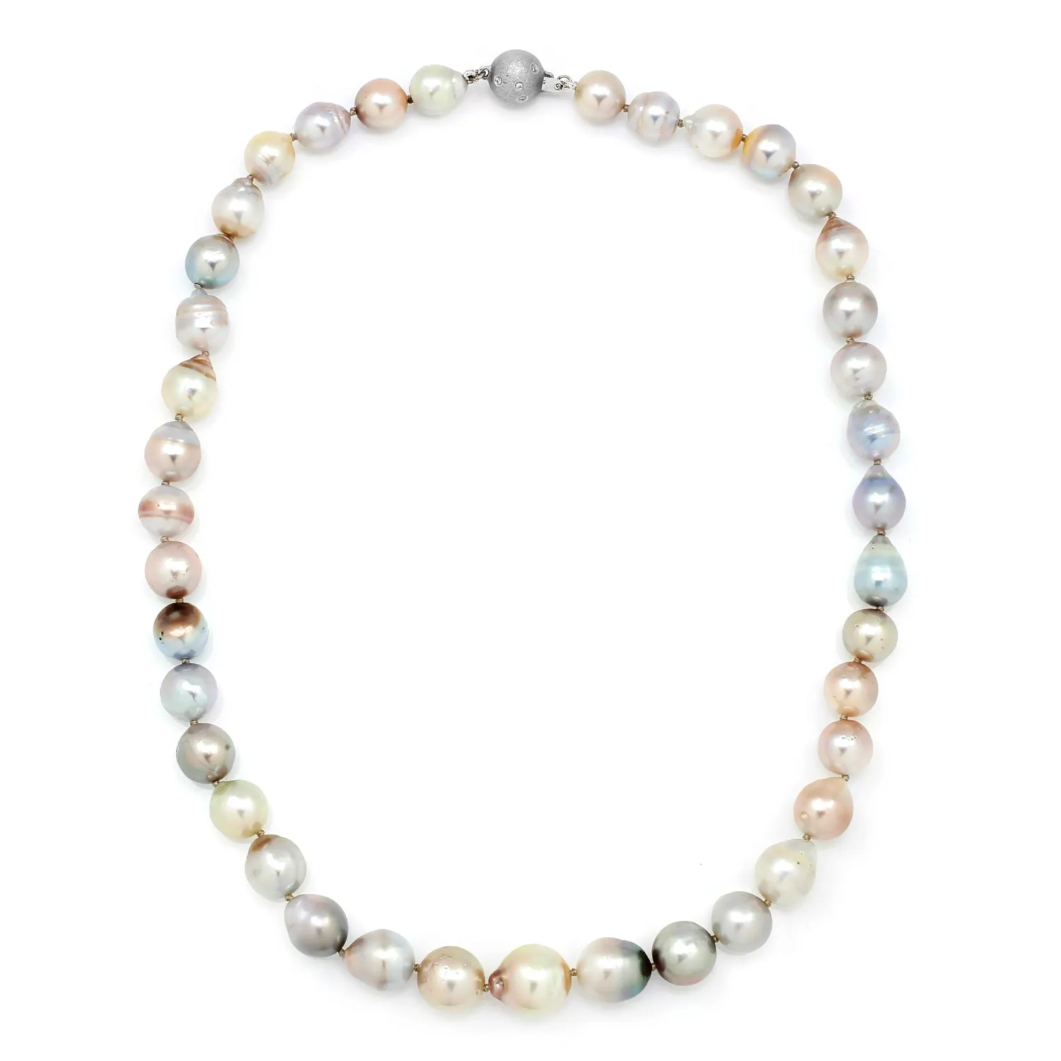 Baroque Tahitian Pearl Necklace with White Gold Diamond Clasp