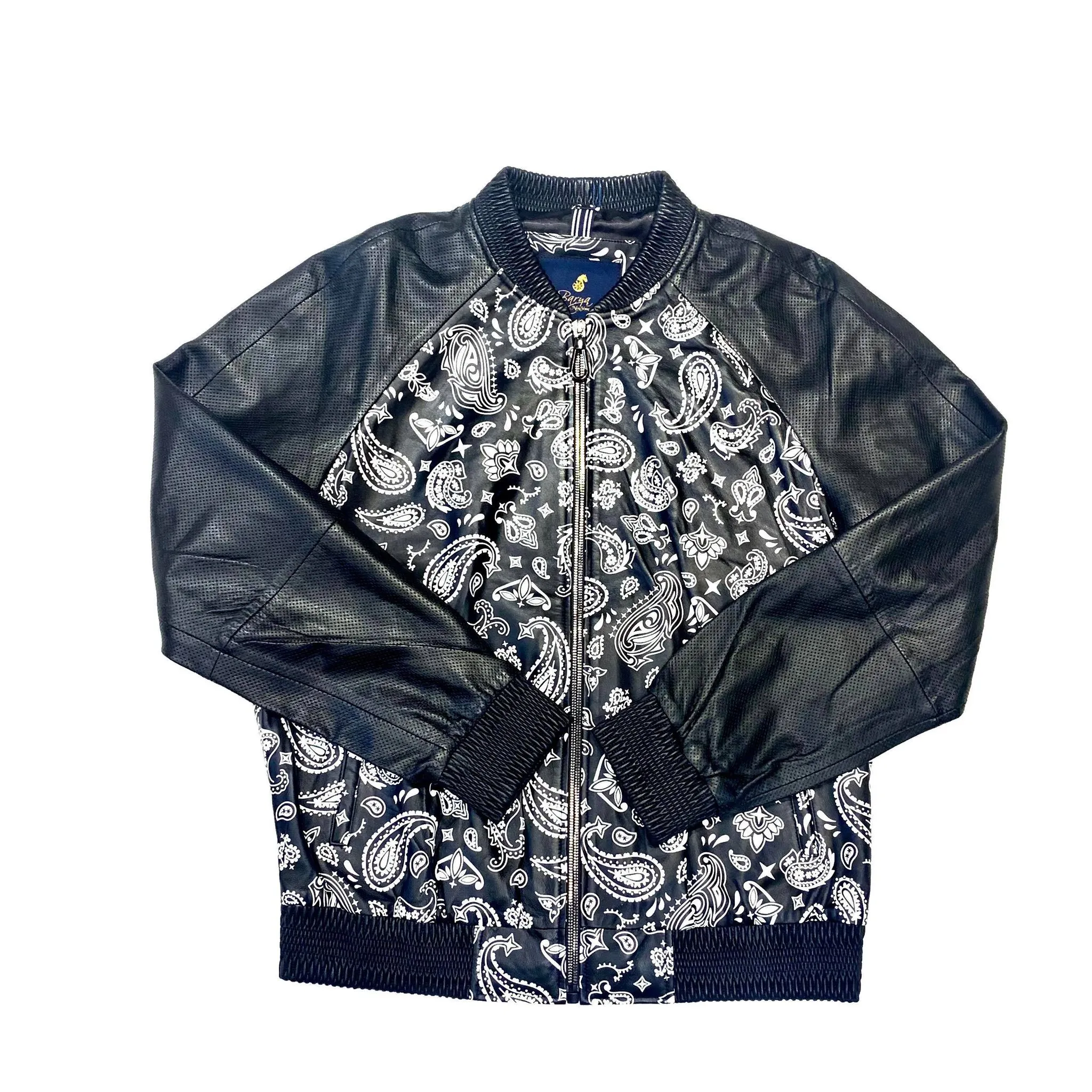 Barya NewYork Black Paisley Lambskin Bomber Jacket