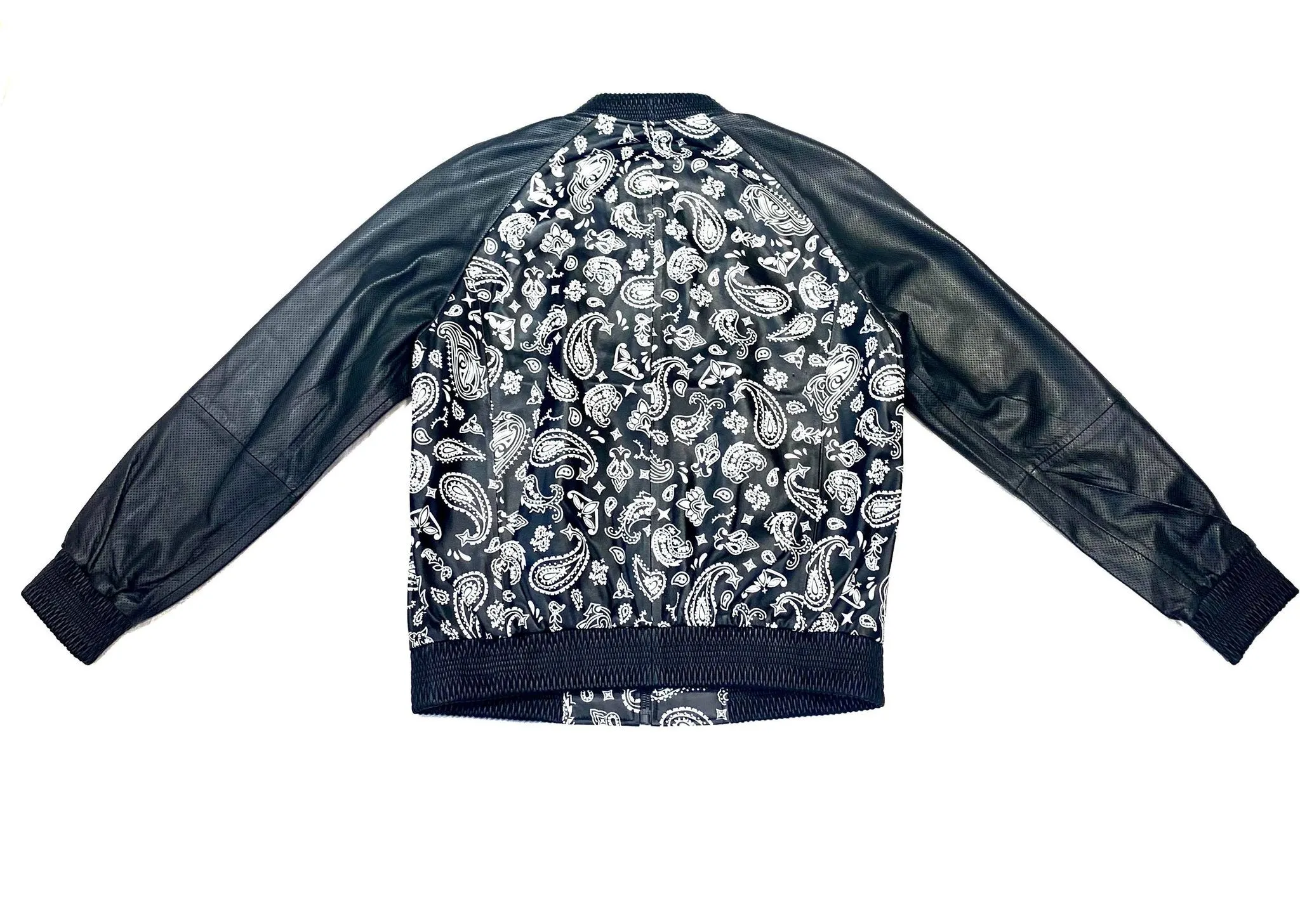 Barya NewYork Black Paisley Lambskin Bomber Jacket