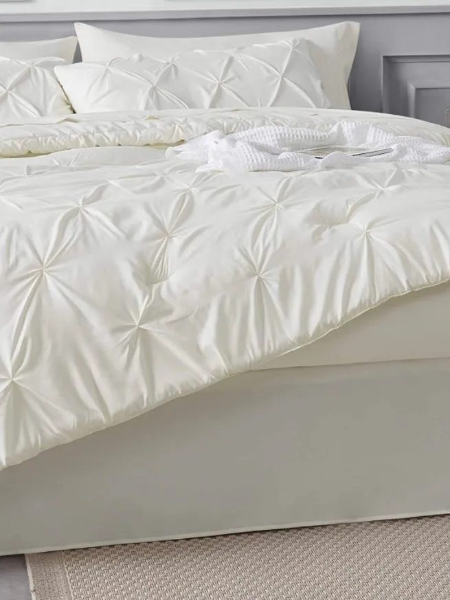 Beige pleated bed set 8 pieces