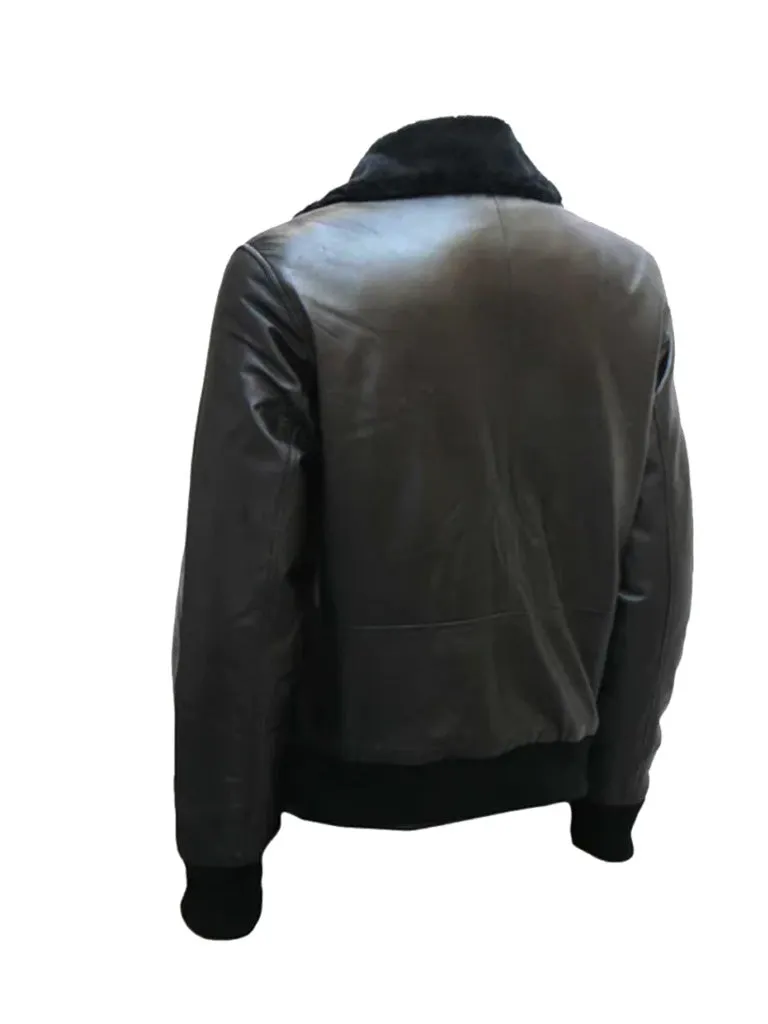 Black Bomber Shearling Leather Jacket