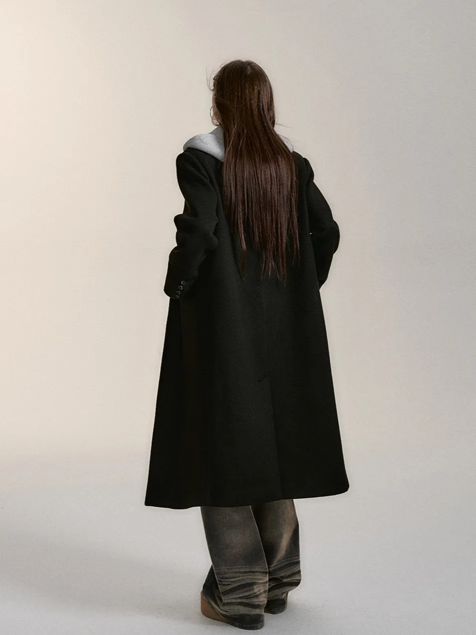 Black Hooded Overcoat