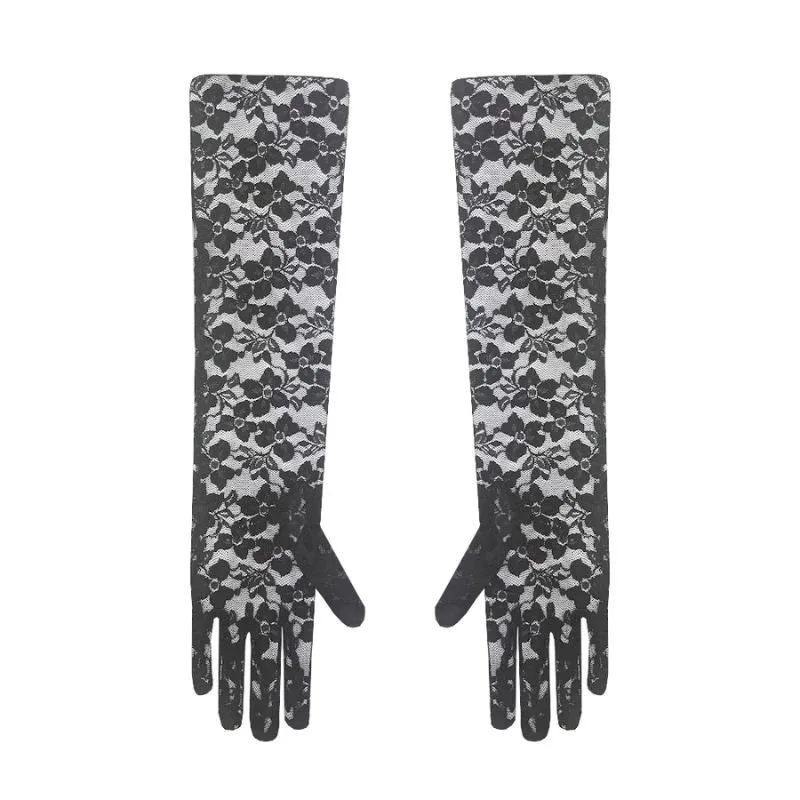 Black Lacy Long Gloves