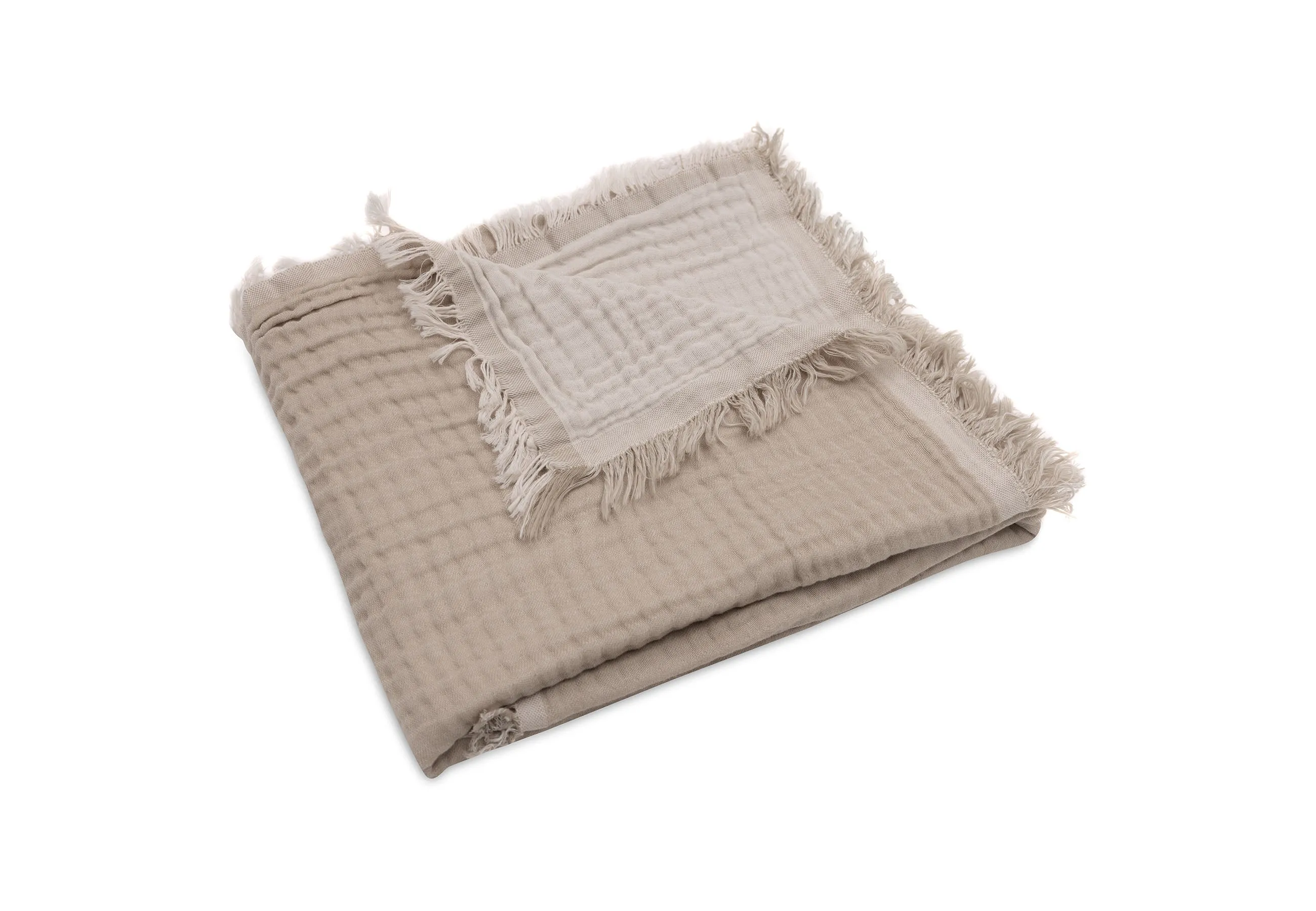 Blanket Cradle 75x100cm Fringe - Olive Green/Ivory - GOTS