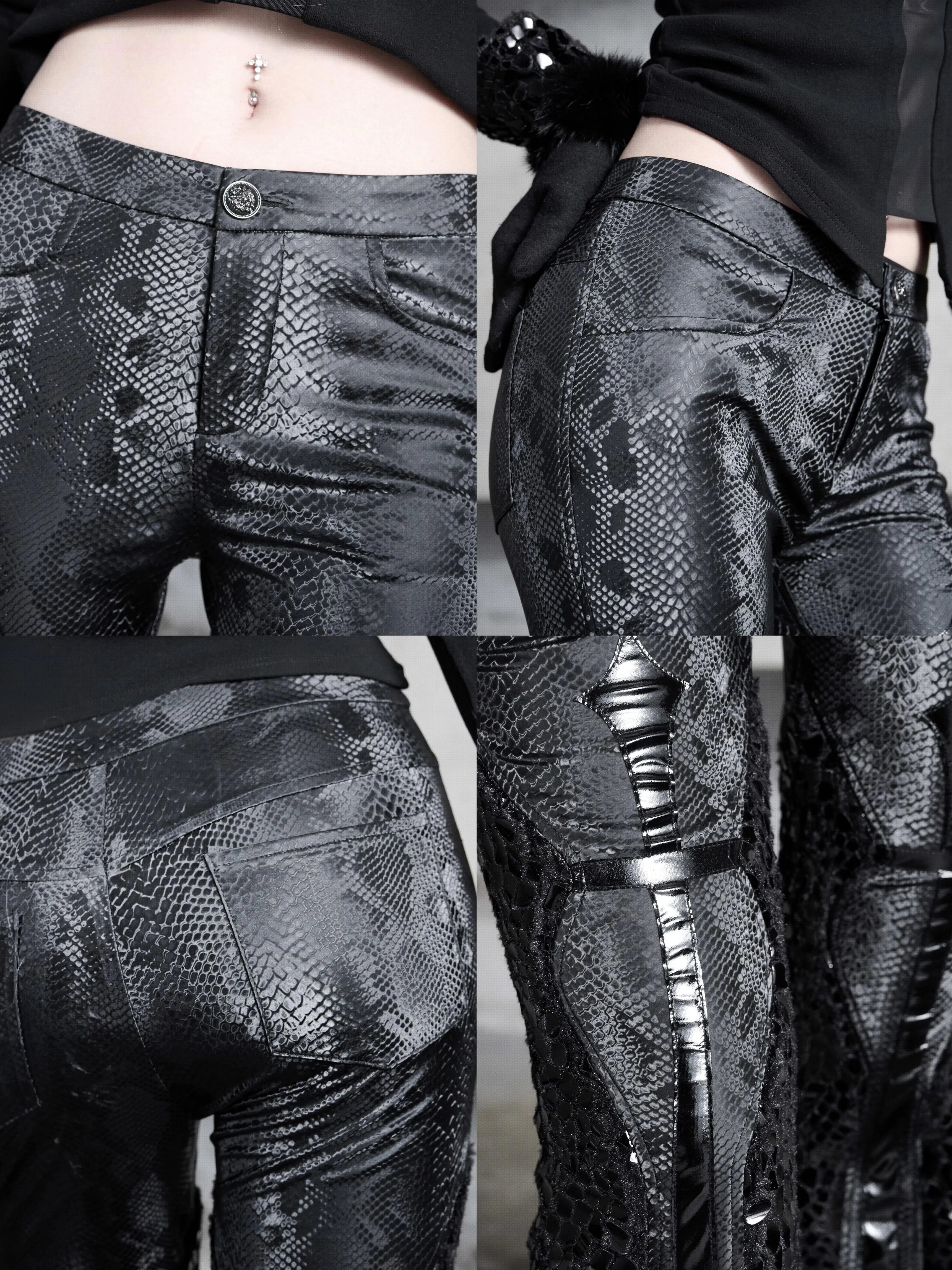 [Blood Supply] Shadow Stalker Gothic Slim Fit Low Waist Flared Pants