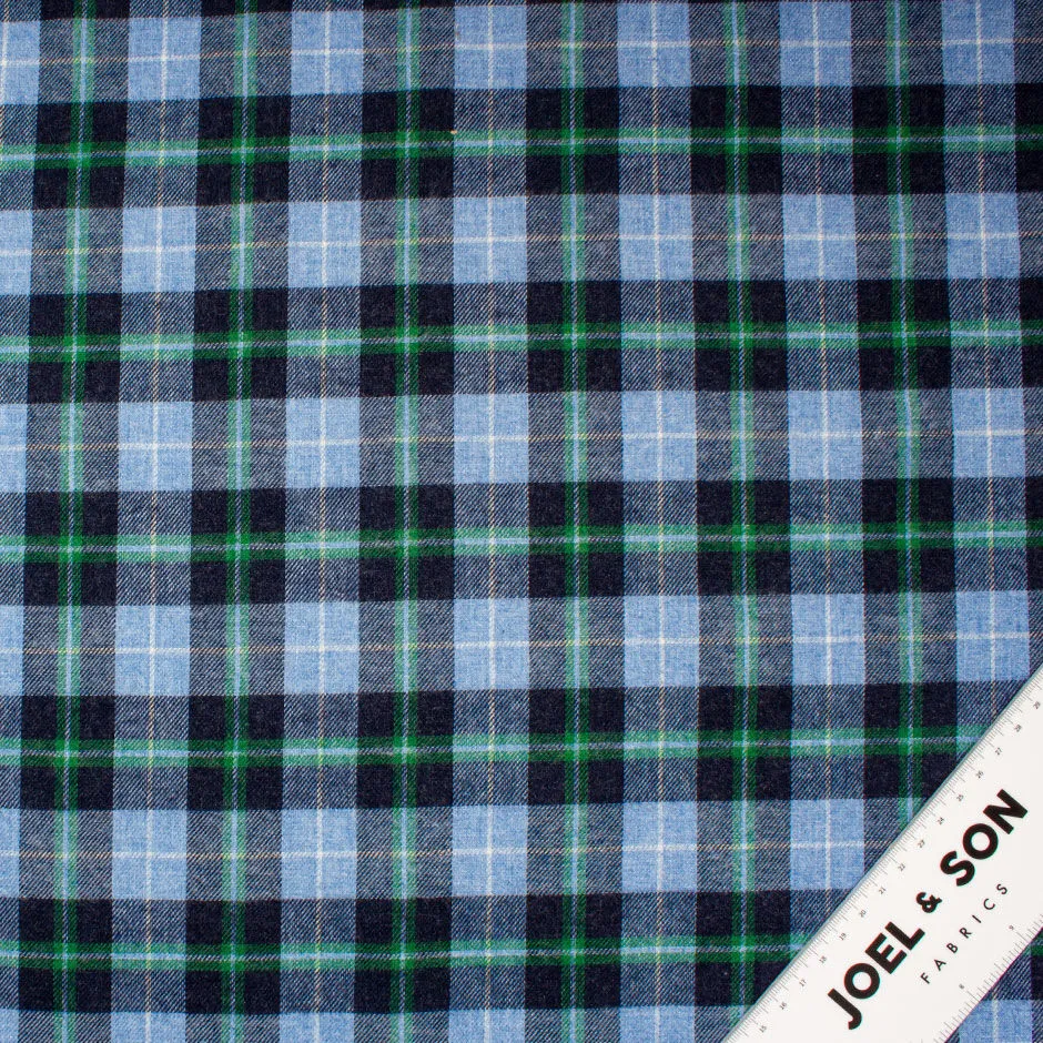 Blue & Green Checkered Brushed Cotton