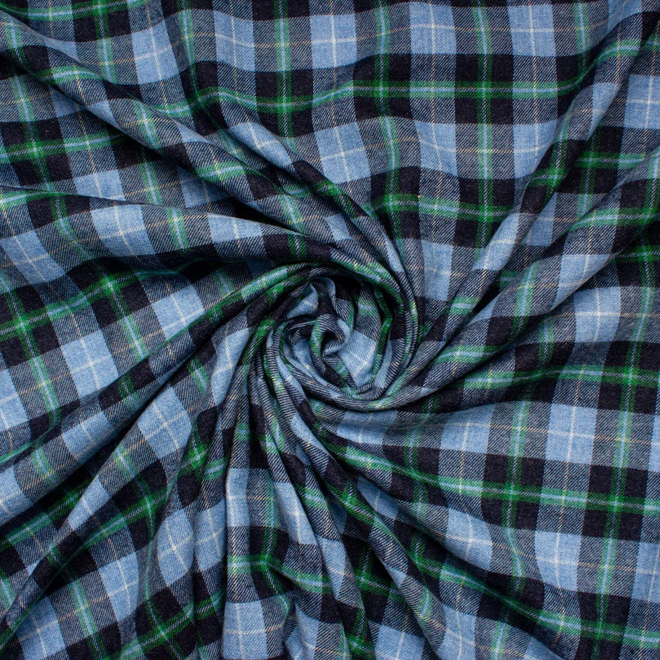 Blue & Green Checkered Brushed Cotton