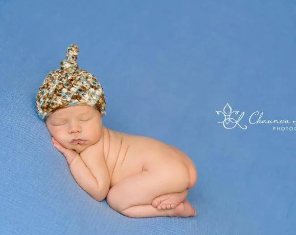 Blue Camo Newborn Knot Hat