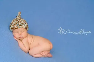 Blue Camo Newborn Knot Hat