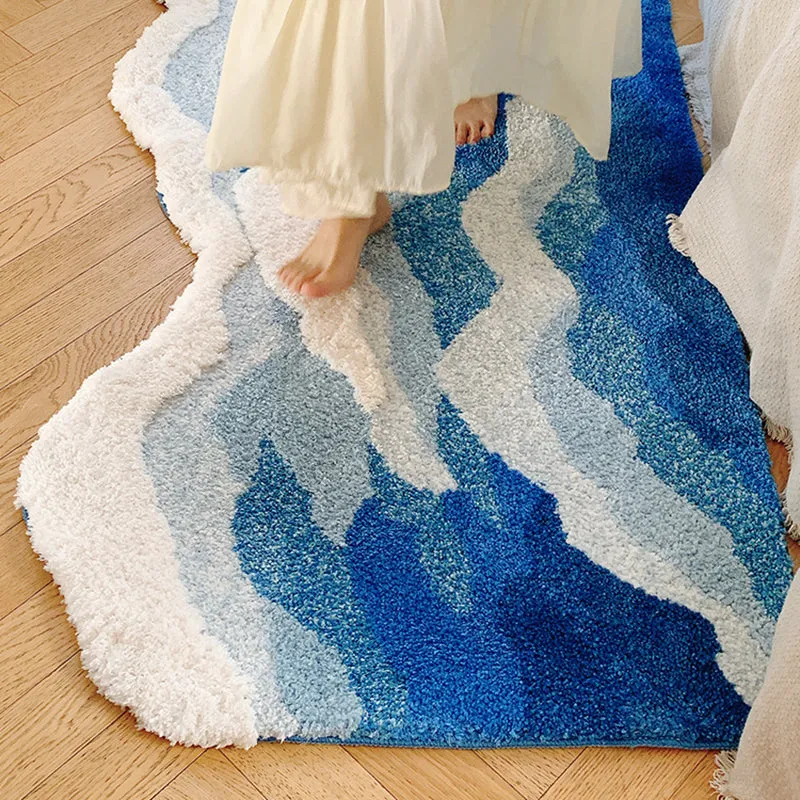 Blue Ocean Wave Room Rug