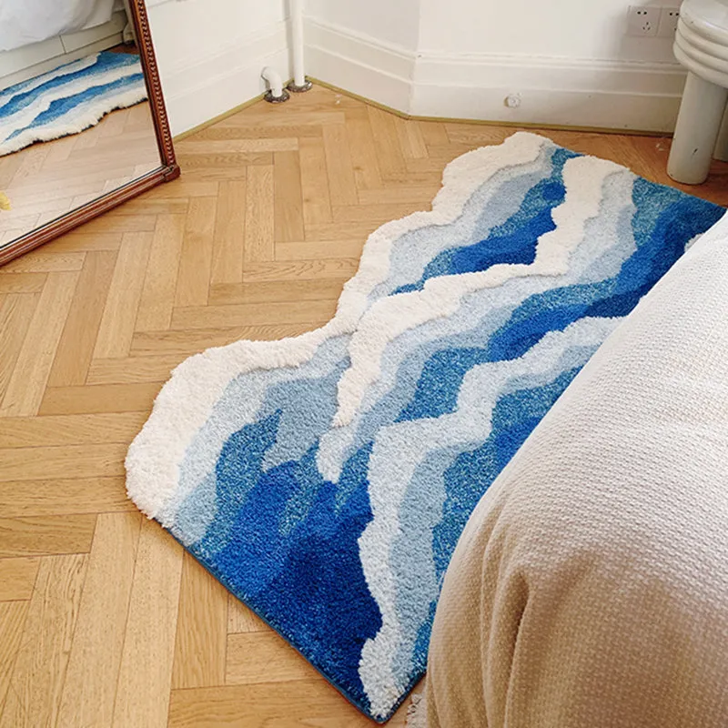 Blue Ocean Wave Room Rug