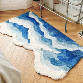 Blue Ocean Wave Room Rug