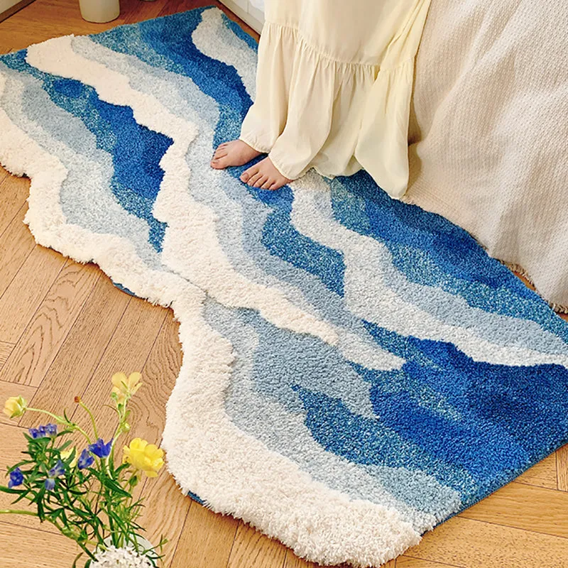 Blue Ocean Wave Room Rug