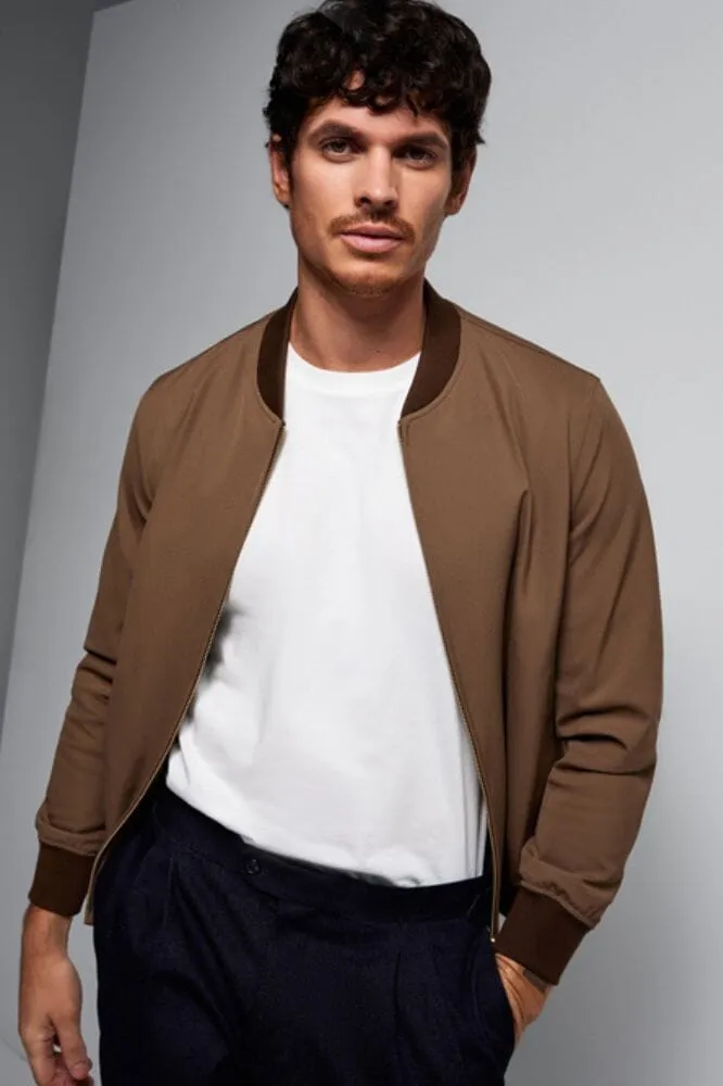 Bomber Jacket - Camel Tech Stretch