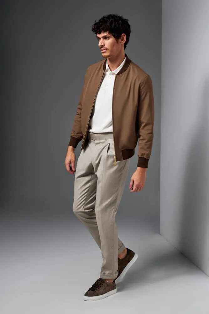 Bomber Jacket - Camel Tech Stretch