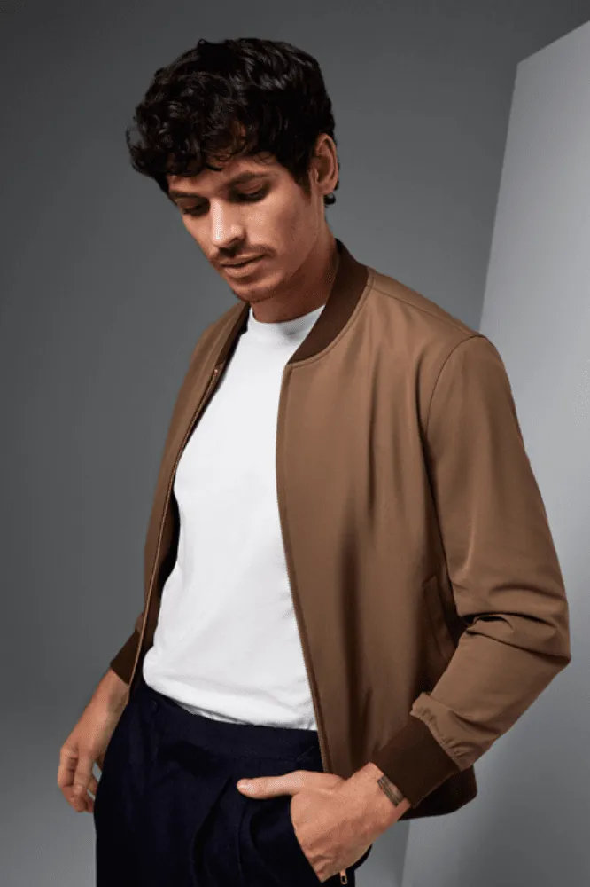 Bomber Jacket - Camel Tech Stretch