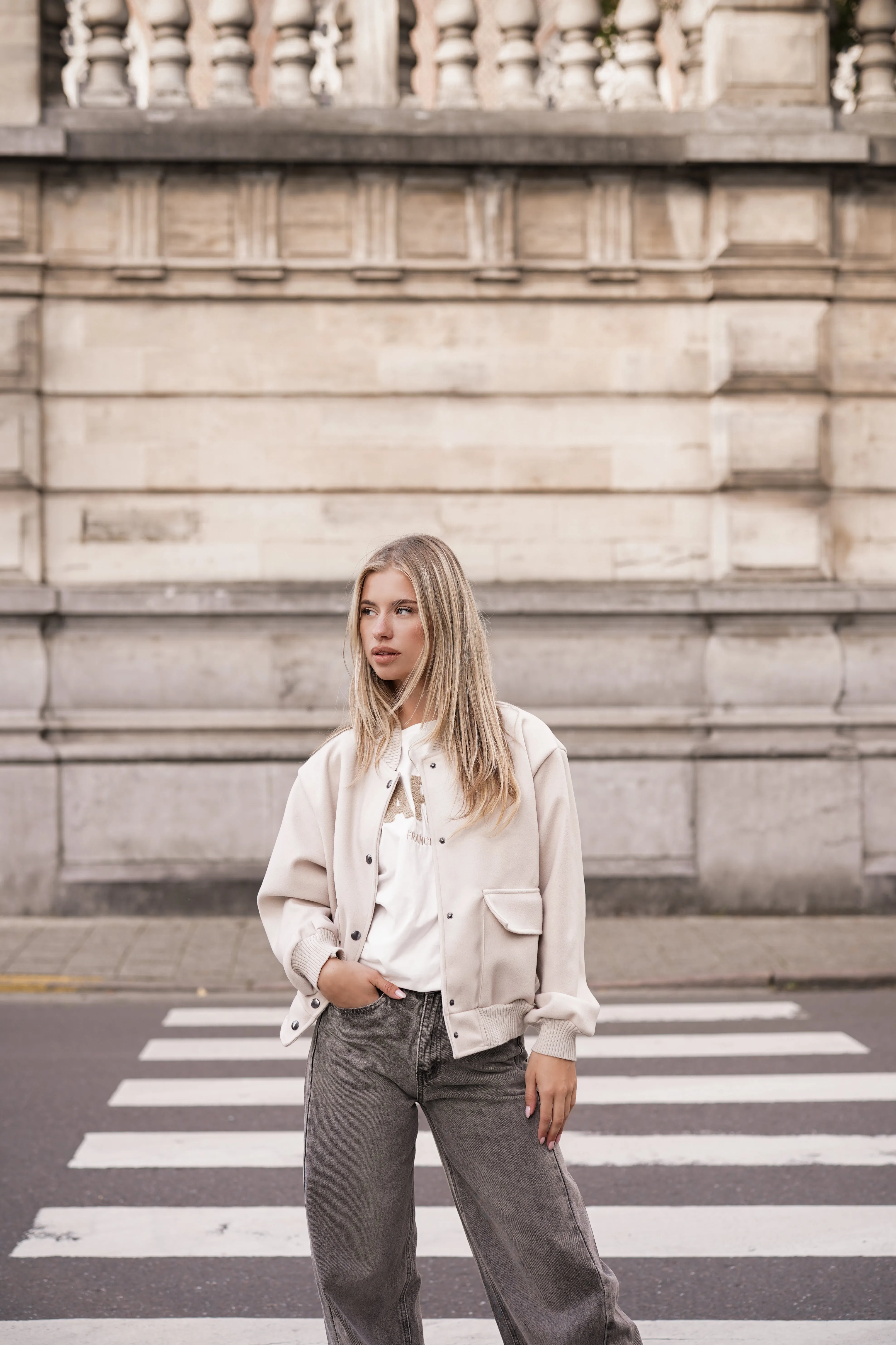 Bomber jacket met zakken beige - Roxy