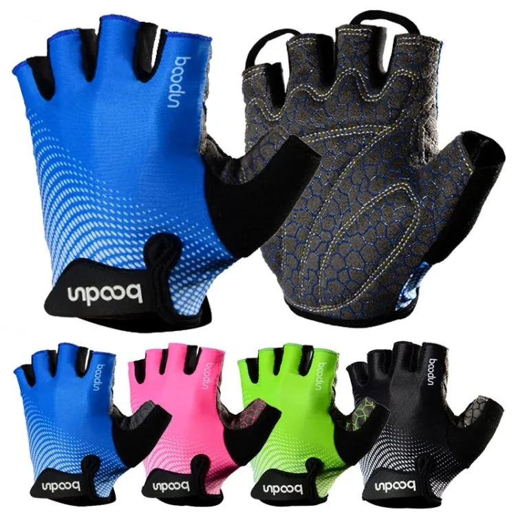 BOODUN 1096 Non-slip Wear-resistant Breathable Fitness Sports Silicone Gloves, Size:XL(Blue)