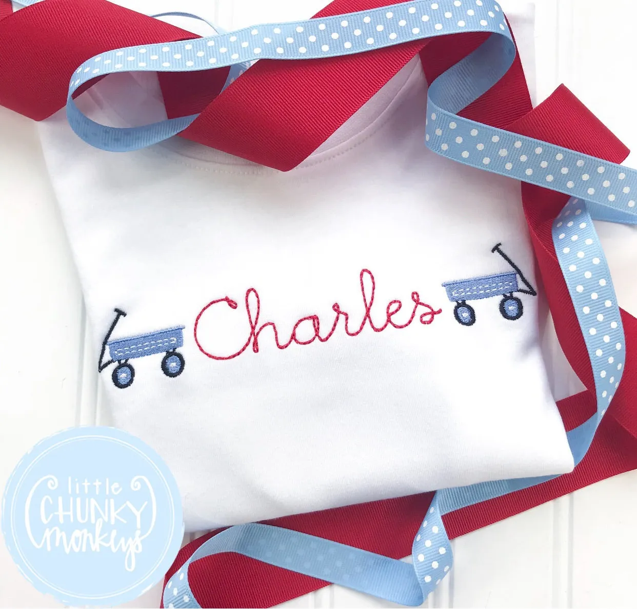 Boy Shirt - Mini Wagons with Name