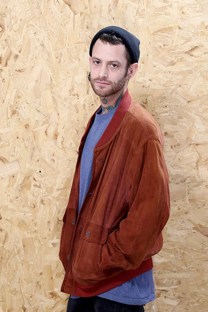 Burnt Orange Suede Bomber Jacket