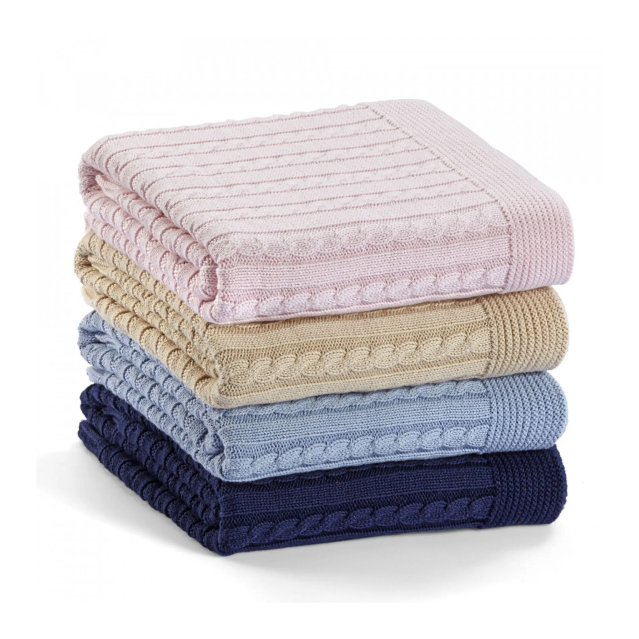 Butter 100% Cotton Ellie Cable Knit Throw Blanket (90cm x 90cm)