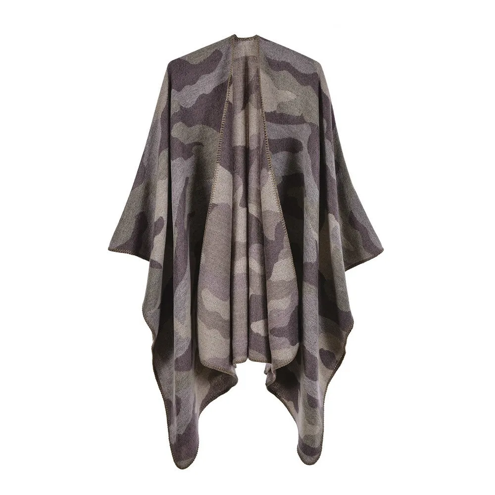 Camouflage shawl in autumn and winter Women's scarf Fashion jacquard warm cloak Large