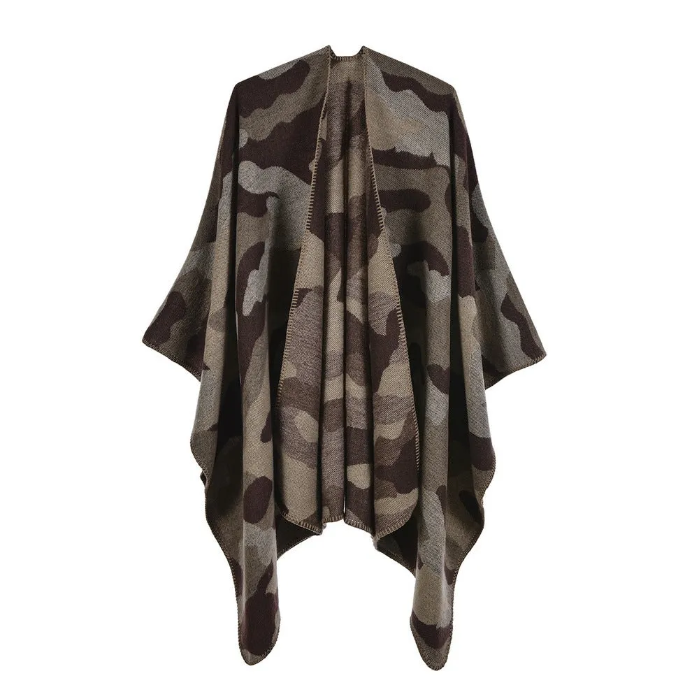 Camouflage shawl in autumn and winter Women's scarf Fashion jacquard warm cloak Large