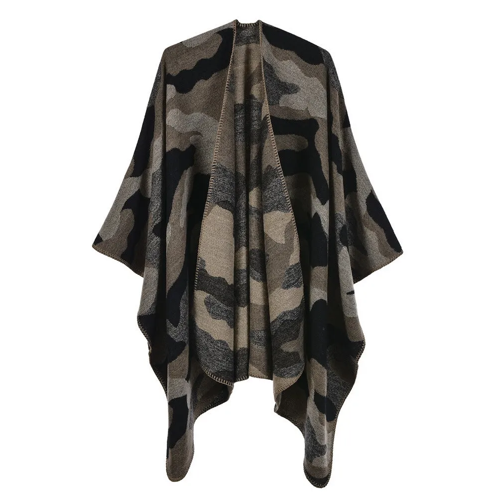 Camouflage shawl in autumn and winter Women's scarf Fashion jacquard warm cloak Large