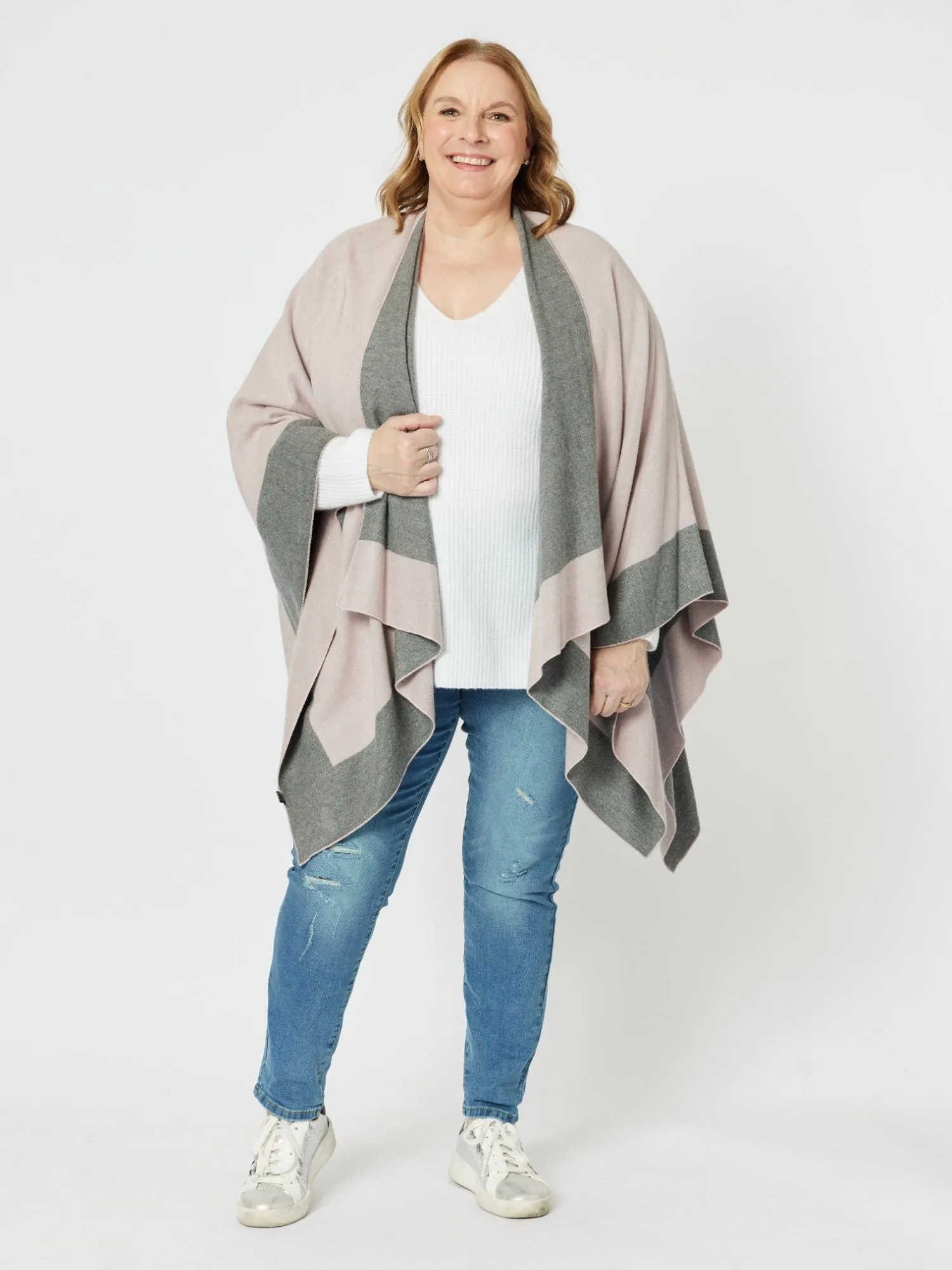 Captivated Reversible Shawl - Grey/Pink