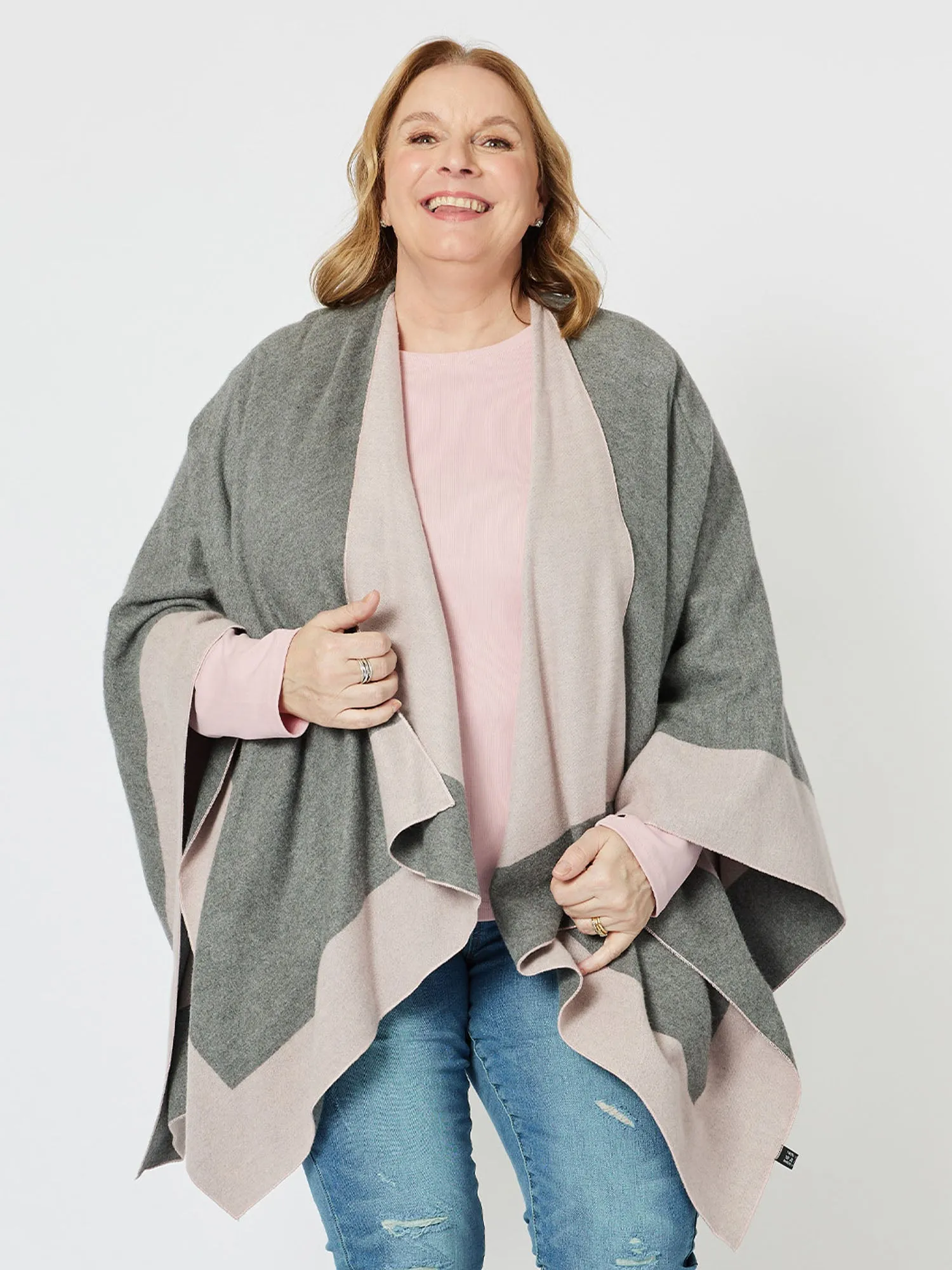 Captivated Reversible Shawl - Grey/Pink