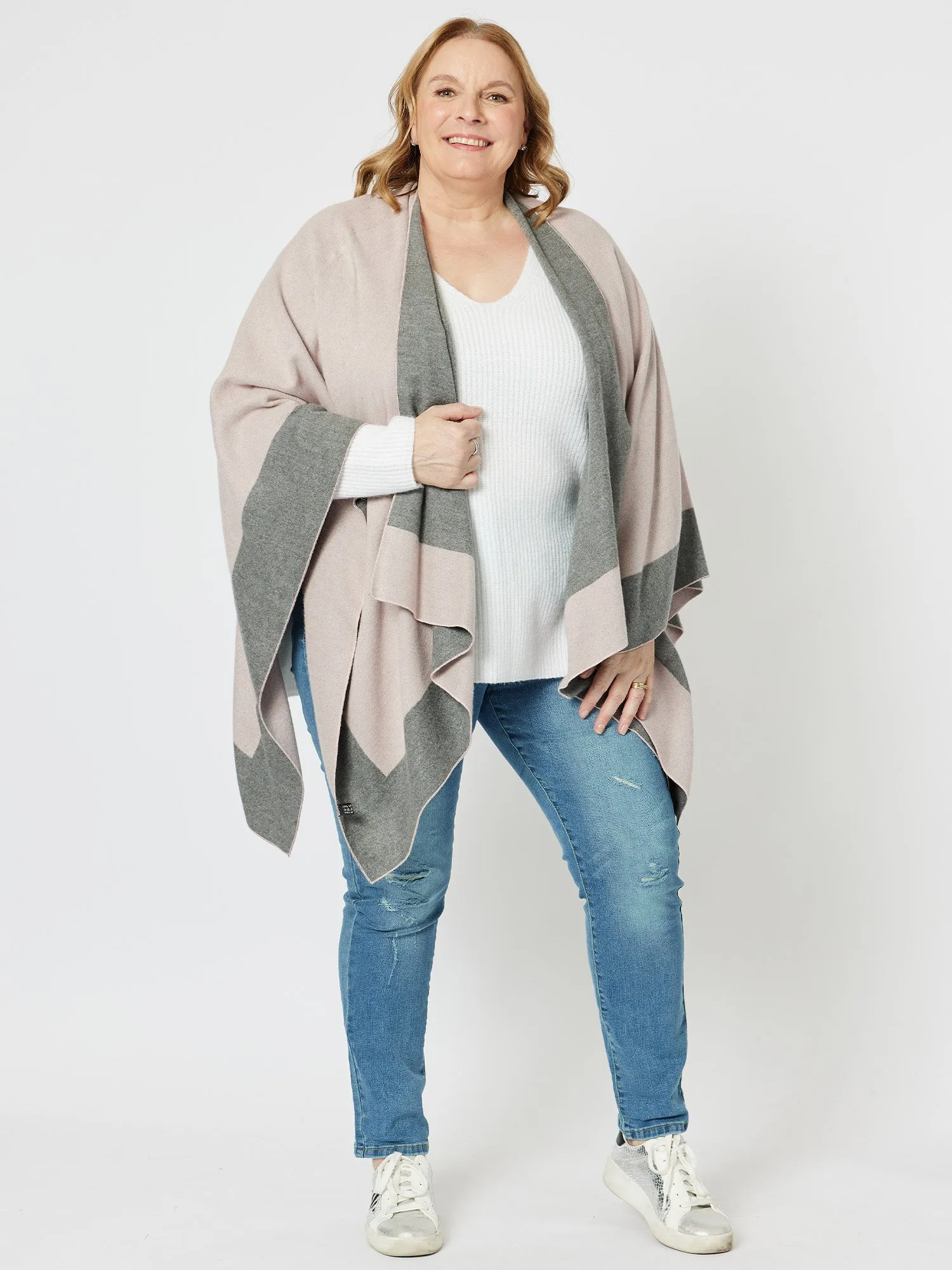 Captivated Reversible Shawl - Grey/Pink